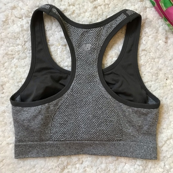NEW BALANCE:Gray/Black Stretch Low Impact Bra Sz M - Picture 2 of 9